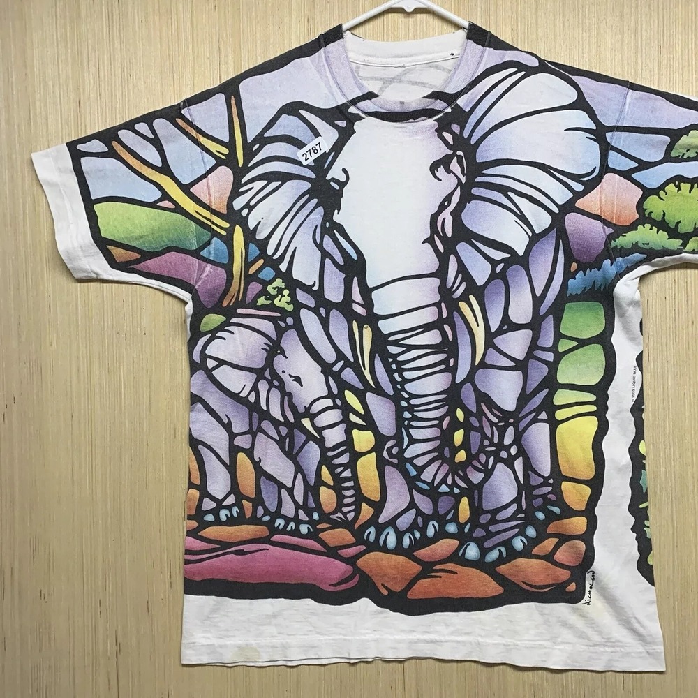 Vintage Liquid Blue Shirt Adult Extra Large White Short Sleeve Men's 1993 AOP - Picture 2 of 16